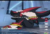 An edited screenshot of a TikTok video by @ve3ara. The video features Shadow the Hedgehog rocking on the floor in distress under the caption "I think I like boys."