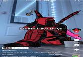 An edited screenshot of a TikTok video by @ve3ara. The video features Deadpool rocking on the floor in distress under the caption "I think I like boys."