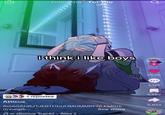 An edited screenshot of a TikTok video by @ve3ara. The video features a character rocking on the floor in distress under the caption "I think I like boys."