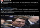 Metrópoles @Metropoles "Pensar em matar não é crime”, diz Flávio Bolsonaro sobre ação da Polícia Federal Agentes cumprem mandatos de prisão contra grupo que planejou matar o presidente Lula, Alckmin e Moraes Leia: curt.link/dQeJz Translated from Portuguese by Google "Thinking about killing is not a crime”, says Flávio Bolsonaro about Federal Police action Agents serve arrest warrants against group that planned to kill President Lula, Alckmin and Moraes Read: curt.link/dQeJz Was this translation accurate? Give us feedback so we can improve: B a