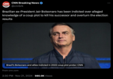 CAN BREAKING NEWS CNN Breaking News @cnnbrk Brazilian ex-President Jair Bolsonaro has been indicted over alleged knowledge of a coup plot to kill his successor and overturn the election results Brazil's Bolsonaro and allies indicted in 2022 coup plot probe | CNN From cnn.com 2:30 PM Nov 21, 2024 980.9K Views •