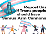 Oh God no, please don't, they already can double-jump! Repost this if Trans people should have Samus Arm Cannons