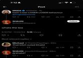7:12 ← Post MNEK @MNEK 1h loser Loser LOSER LOSER behaviour @hugodalmonte 12 SHAAN 1334 1.8K IlII 40K @switchthepace whats the tea 6:16 PM 11/22/24 5.1K Views 2 27 Most relevant replies Michael @TheGo PapiSign 51m That bitch outed Khalid Q1 27 Σ 3 ili 1.3K SHAAN @switchthepace. 48m dj khalid? 2 274 29 ili 1.4K Follow Σ <] <]