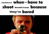 republicans shoot when they have to donald trump because they're bored