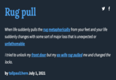 The "Urban Dictionary":https://knowyourmeme.com/memes/sites/urban-dictionary definition of the "rug pull" expression. 