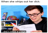 When she whips out her d---: SEX MANUAL did I miss a page
