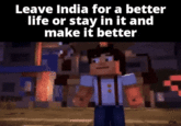 Leave India for a better life or stay in it and make it better