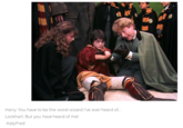 Harry: You have to be the worst wizard I've ever heard of... Lockhart: But you have heard of me! -KatyFred