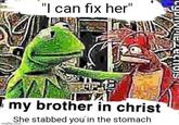 "I can fix her" echois my brother in christ She stabbed you in the stomach imgflip.com