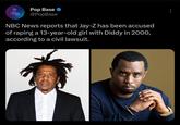 13??????????? Screenshot of a tweet commenting on Jay-Z and Diddy's r--- allegation.