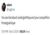 A tweet reading, "You worried about cookingwithkya and your competition throatgoatnique." The tweet was posted by @juggtone.