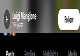 A screenshot showing that "Luigi Mangione":https://knowyourmeme.com/memes/events/assassination-of-unitedhealthcare-ceo-brian-thompson only has 286 posts on his "Twitter / X":https://knowyourmeme.com/memes/sites/twitter-x account, related to the "286 Conspiracy Theory" which was sparked by the "Pokémon":https://knowyourmeme.com/memes/subcultures/pokemon "Breloom":https://knowyourmeme.com/memes/breloom being featured in Mangione's banner image.