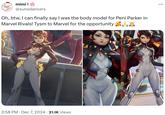 mimi! @sunsdancers Oh, btw, I can finally say I was the body model for Peni Parker in Marvel Rivals! Tysm to Marvel for the opportunity A . 2:58 PM Dec 7, 2024 21.1K Views