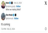"Elon Musk":https://knowyourmeme.com/memes/people/elon-musk mentions an upcoming email service branded "Xmail" 