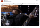 Tweet about "Flute Guy," the nickname given to flute player Eustache Pedro, best known in meme circles for his flute performance during the 2022 Game Awards. A video of Flute Guy enthusiastically playing his instrument as part of a live orchestra rendition of the "_Xenoblade 3_":https://knowyourmeme.com/memes/subcultures/xenoblade-chronicles-3 went viral in 2022.