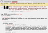 A post on Reddit's /r/conspiracy about the original Jeff Bliss video being taken down.