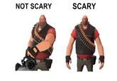 A Team Fortress 2 meme based on the Not Scary / Scary Skull meme format