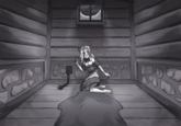 "Your final step off the stairs is met with the panicked huddling of the princess against the far basement wall. She's... unchained! And appears to have been unchained for quite some time."