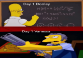 A _The Bazaar_ meme comparing gameplay of Dooley and Vanessa on Day 1.