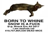 BORN TO WHINE SNOW IS A F--- Wreck Em All 2017 I am a------ cat 410,757,864,530 DEAD MICE