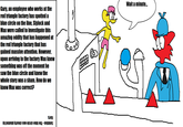 Gary, an employee who works at the red triangle factory has spotted a blue circle on the line, Slylock and Max were called to investigate this amazing oddity that has happened at the red triangle factory that has gained massive attention. However, upon arriving to the factory Max knew something was off the moment he saw the blue circle and knew the whole story was a sham. How do we know Max was correct? Wait a minute... Meg pode ser vi øn[q əyi - uoäos
