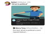 Epikal @EEEpikal • 23h "All art is political" Amazing I Have Super Huge Private Part Real Amazing Stories 37K views - 5 hours ago 10:28 Merry Tony @PoorOld Rol.... 3d Fun fact: all art is political x.com/ nypost/status/...