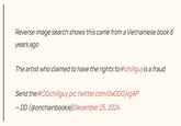 The post making an incorrect claim that Chill Guy was plagiarized from a six year old issue of a Vietnamese magazine. The issue of the magazine was released in December 2024, over a year after the artist posted Chill Guy online.

"Original link":https://x.com/onchainbookie/status/1871954650133672006

