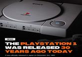 MEMORY CARD NEWS PlayStation SONY 2 MEMORY CARD THE PLAYSTATION 1 WAS RELEASED 30 YEARS AGO TODAY It was officially released in Japan on December 3rd, 1994