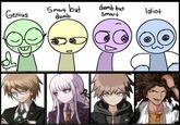 A Danganronpa: Trigger Happy Havoc version of the Genius, Smart but Dumb, Dumb but Smart, Idiot meme