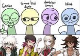 A Danganronpa 2: Goodbye Despair version of the Genius, Smart but Dumb, Dumb but Smart, Idiot meme