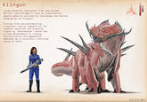 Klingon redesign by Alex Ries Klingon Large powerful omnivores from the planet Qo'nos, the Klingon's rule an interstellar empire able to militarily challenge the United Federation of Planets. Evolved from wetland-dwelling creatures, feirce competition for feeding resources and breeding rights by 'beachmaster males led to the development of intense territoriality and aggression mediated by a culturally instilled sense of honor. Alex Ries 2018