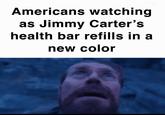 A meme about the death of former "U.S.":https://knowyourmeme.com/memes/cultures/united-states-of-america President Jimmy Carter, using the "Willem Dafoe Looking Up":https://knowyourmeme.com/memes/willem-dafoe-looking-up meme template.
