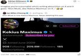 Adrian Dittmann on Kekius Maximus Elon Musk's alleged burner account Adriann Dittman comments on Musk setting "Kekimus Maximus" as his user name on X.