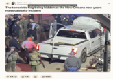 January 1st, 2024 Reddit post to /r/pics A truck drove through a crowd of people celebrating New Year's early in the hours of January 1st, 2025. The truck was reportedly driven by a former U.S. Army veteran, with some news reports indicating that the truck had an ISIS flag tied to its rear.