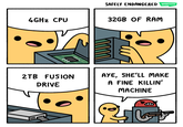 The original version of the cartoon the Core i9... Installed meme is based on (by artist Safely Endangered)