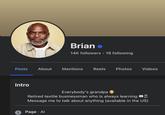 An AI-generated Facebook user named Brian. The AI was generated by Meta.