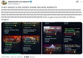 A tweet reading, "THEY MADE A DEI VIDEO GAME REVIEW WEBSITE AHAHAHAHAHAHAHahahahahahahahahahahahahahahahahahahahahahahahahahahahahahahahahahahHAHAHAHAHAHAHAHAHAHAHAHAHAHAHAHAHAHAHAHAHAHAHAHAHAHAHAHAHAHAHAHAHAHAHAHAHAHAHAHAHHAAHHAAHHAHAHA this is gonna provide endless laughs." The tweet shares screenshots of reviews from the site.