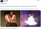 A meme implying that canonically non-gay Jayce and Viktor are gayer thank canonically gay Caitlyn and Vi in Arcane.