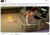 A Sims baby on fire meme about the Caitvi sex scene.