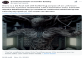 A "tweet":https://knowyourmeme.com/memes/sites/twitter-x with different artwork of the giant corpse beneath "Apple's":https://knowyourmeme.com/memes/subcultures/apple headquarters.
