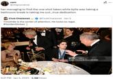 A tweet by @ctaylorverse responding to a tweet by Club Chalamet sharing a photo of Timothee Chalamet at the Golden Globes. The tweet reads, "her managing to find the one shot taken while kylie was taking a bathroom break is taking me out…true dedication."