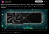 Dexerto @Dexerto Subscribe Nvidia officially announced its new RTX 5090, which is fitted with 92 billion transistors and delivers over 3,352 trillion Al operations per second. XI What enables RTX 5090's Al performance? How does RTX 5090 impact 10:16 AM - Jan 7, 2025 - 749.3K Views