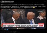 Queens R. Made @QueenRMade1 All Trump has ever wanted was for Obama to respect and acknowledge him. Because it is not MAGATS whose respect he seeks, but those Trump considers elites. It is why Trump is so delighted here. National Cath Mal @Acy.net BREAKING NEWS LIVE SOON: STATE FUNERAL FOR JIMMY CARTER AT NATIONAL CATHEDRAL CAN Voice of Jeff Zeleny | CNN Chief National Affairs Correspondent 0:05 From Acyn The State Funeral of PRESIDENT JIMMY CARTER 11:49 AM • Jan 9, 2025 8,142 Views 6:55 AM PT