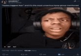 A reaction meme featuring streamer iShowSpeed playing _Five Nights at Freddy's_ and pulling a funny face after being jumpscared. The video shows the screen behind Speed flashing red before his hair sticks straight up and he starts staring at his hands. The GIF, which is typically used to call someone stupid or slow, became a notable reaction meme in 2024.