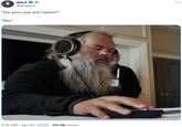 A meme of Rick Rubin with his eyes closed wearing big headphones listening to music. The meme reads, ""Do you use a/b tests?" "No.""
