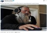 A meme of Rick Rubin with his eyes closed wearing big headphones listening to music. The meme reads, "Knowing exact line in yml file that is causing pod crash loops."