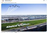 A screenshot of a tweet sharing a wallpaper of the Daytona raceway. The tweet reads, "tap, hold and load in 4k."