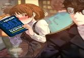 Makoto Niijima reading Ninja's gaming guide.
