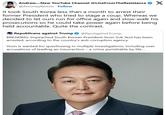 It took South Korea less than a month to arrest their former President who tried to stage a coup. Whereas we decided to let ours run for office again and slow-walk his prosecutions so he could take power again before being held accountable. Quite the cont Andrew-New YouTube Channel @LiveFromTheResistance @AmoneyResists. Follow X It took South Korea less than a month to arrest their former President who tried to stage a coup. Whereas we decided to let ours run for office again and slow-walk his prosecutions so he could take power again before being held accountable. Quite the contrast. ⓇRepublicans against Trump @RpsAgainst Trump BREAKING: Impeached South Korean President Yoon Suk Yeol has been arrested, according to the country's anti-corruption agency Yoon is wanted for questioning in multiple investigations, including over accusations of leading an insurrection - a crime punishable by life...