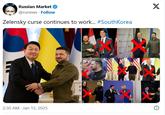 Zelensky curse continues to work... #SouthKorea Russian Market @runews. Follow Zelensky curse continues to work... #South Korea 2:30 AM Jan 15, 2025 10 X